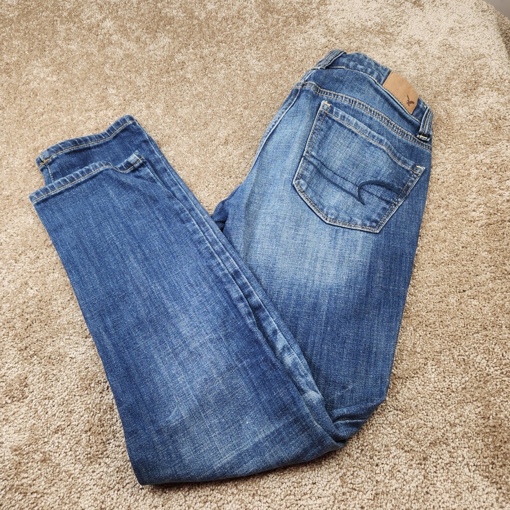 American Eagle Skinny Jeans Womens 0 Regular Medium Wash Blue Stretch Denim
